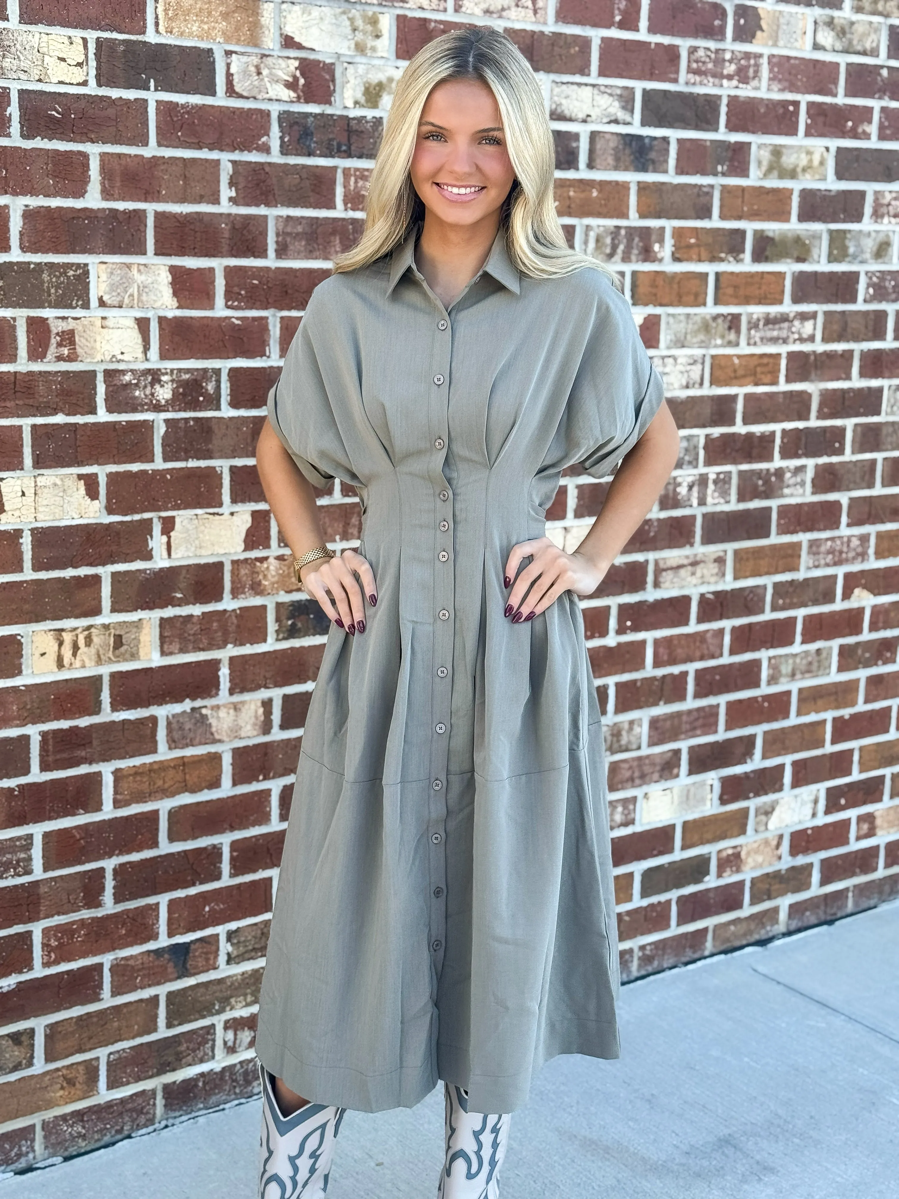 Roan Shirt Dress (Lichen)