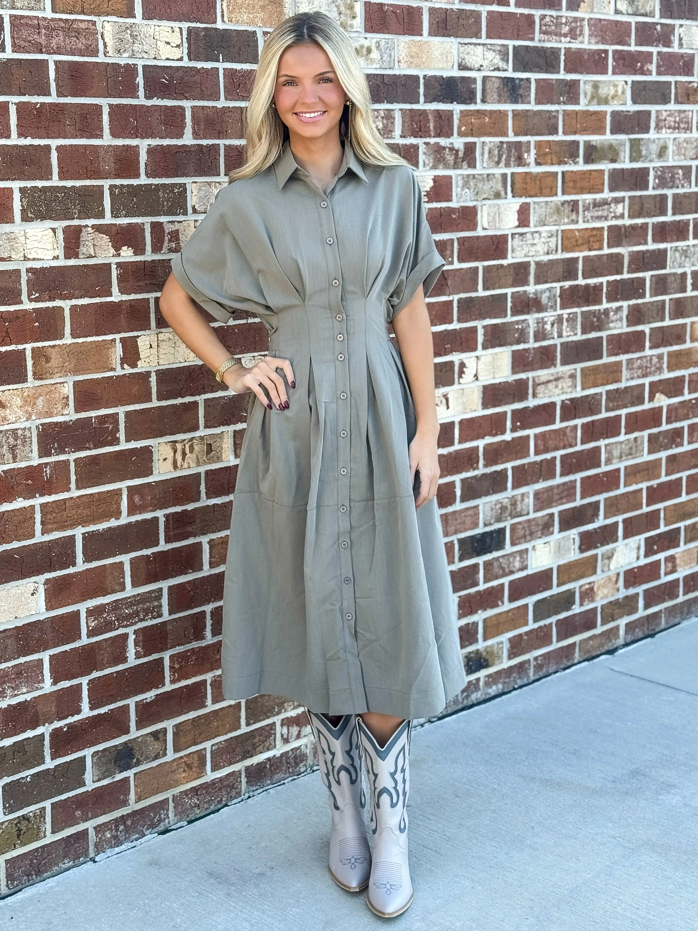 Roan Shirt Dress (Lichen)