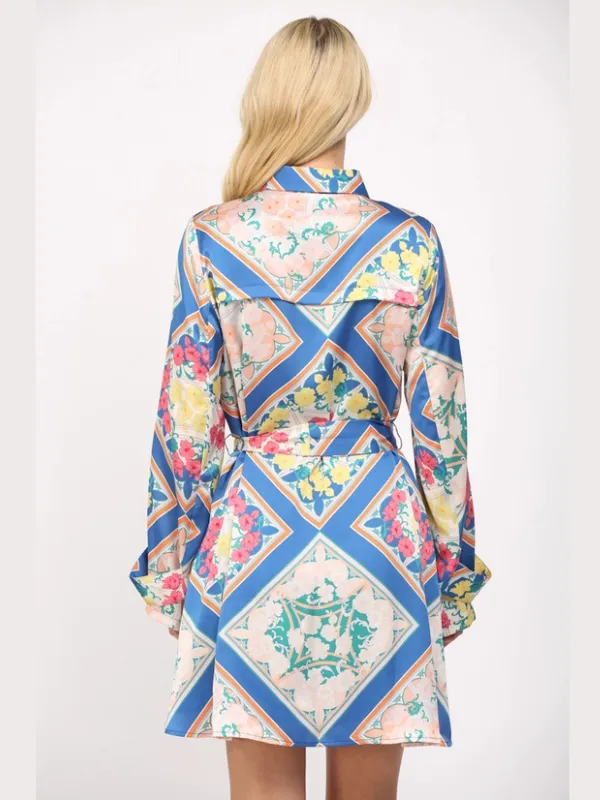 Royal Blue Multi Satin Dress