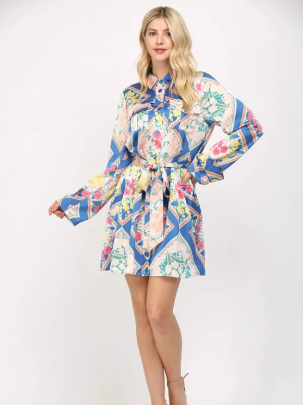 Royal Blue Multi Satin Dress