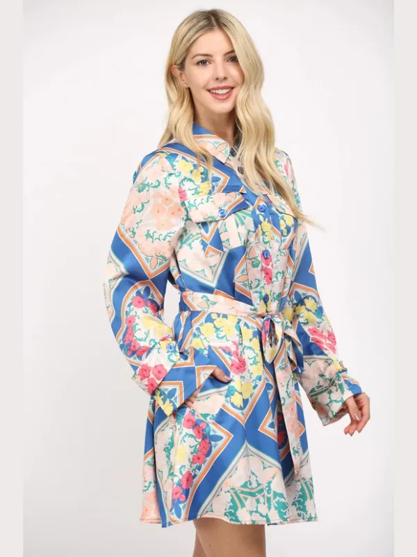Royal Blue Multi Satin Dress