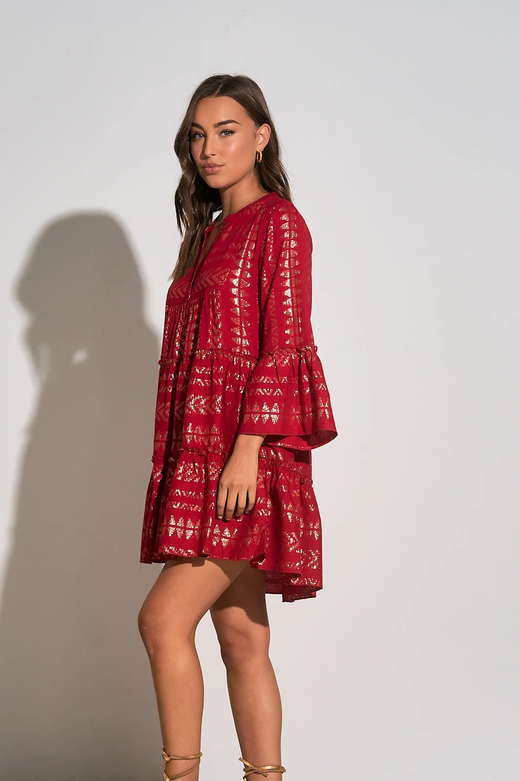 Ruby Gold Arrow A-Line Dress