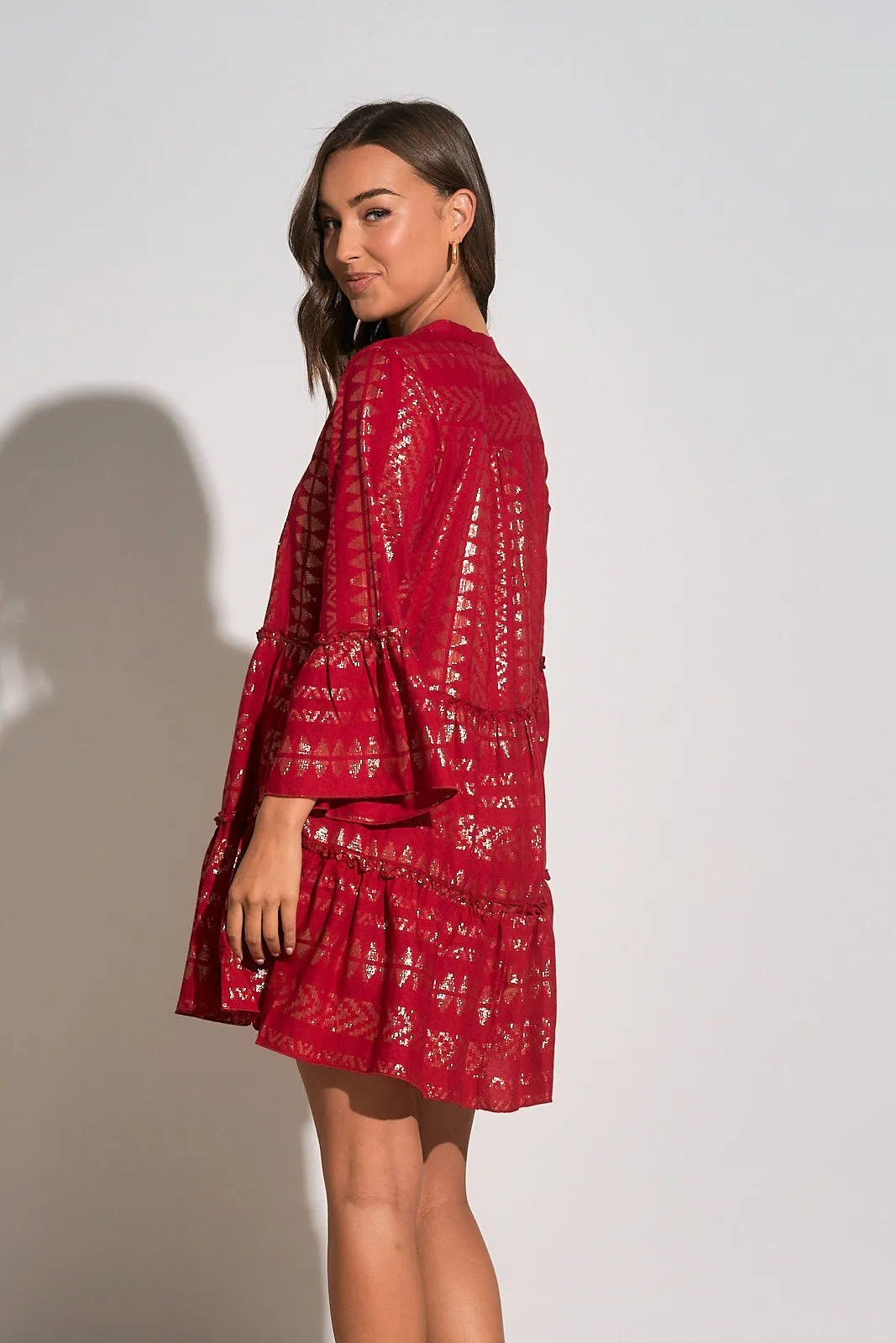 Ruby Gold Arrow A-Line Dress