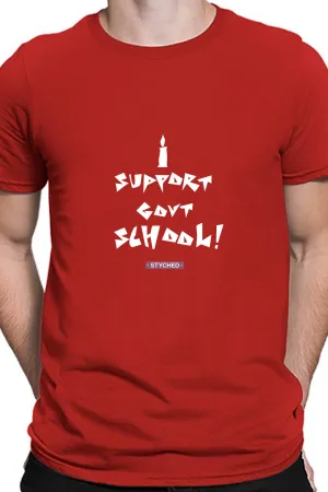 Save Govt. Schools Movement Tee - Styched in India Graphic T-Shirt Red Color