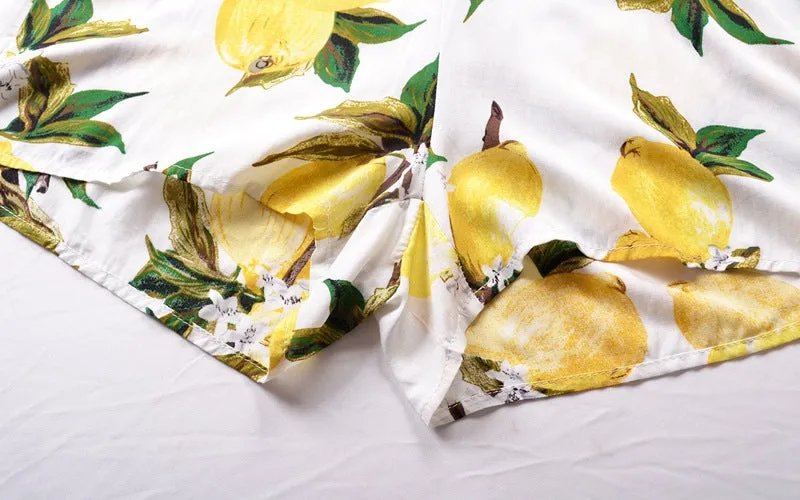 Sexy Sling Mango Print Bandage Bow Holiday Jumpsuit Shorts