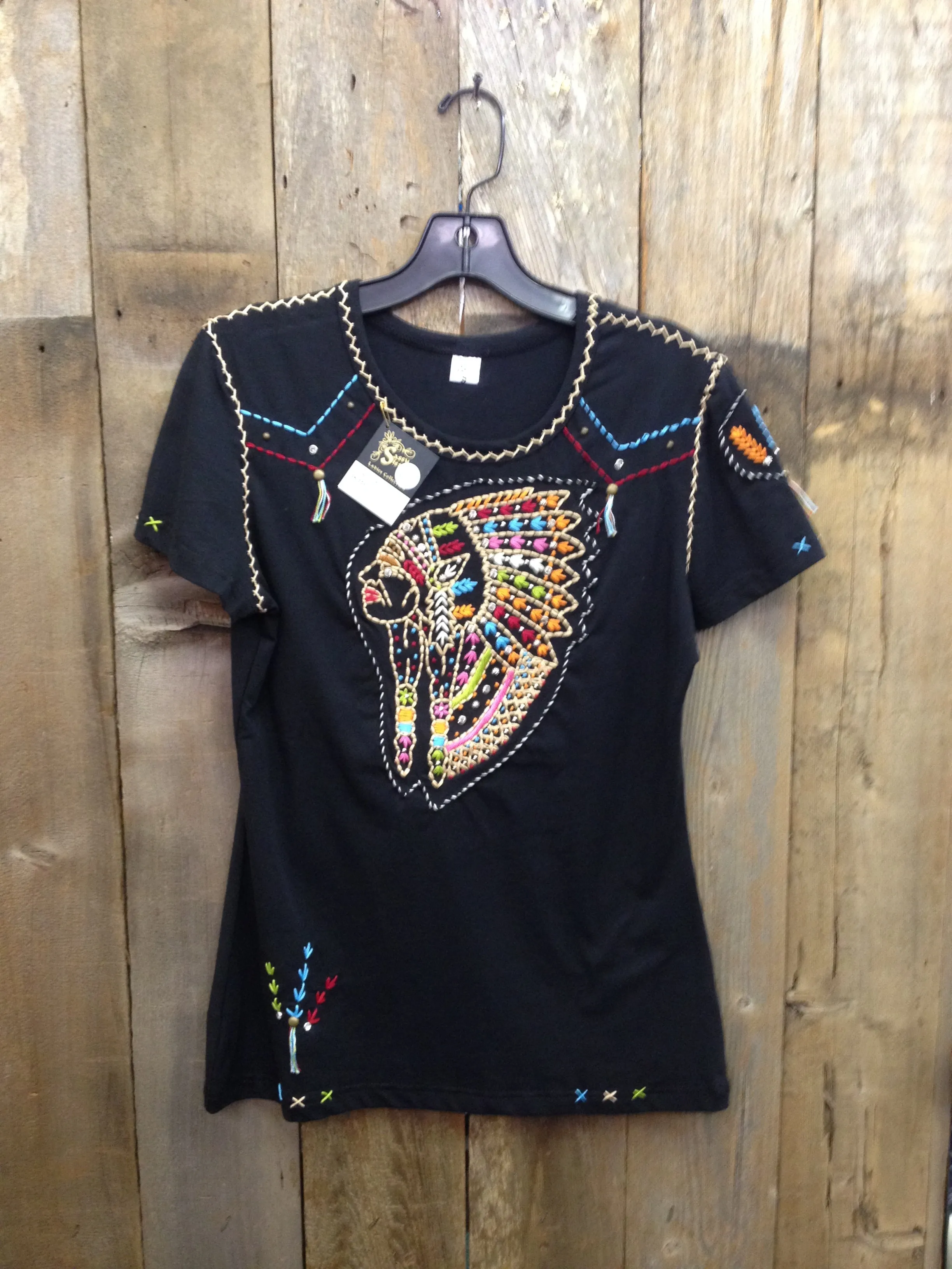 SH-046 Indian Head Black T-Shirt