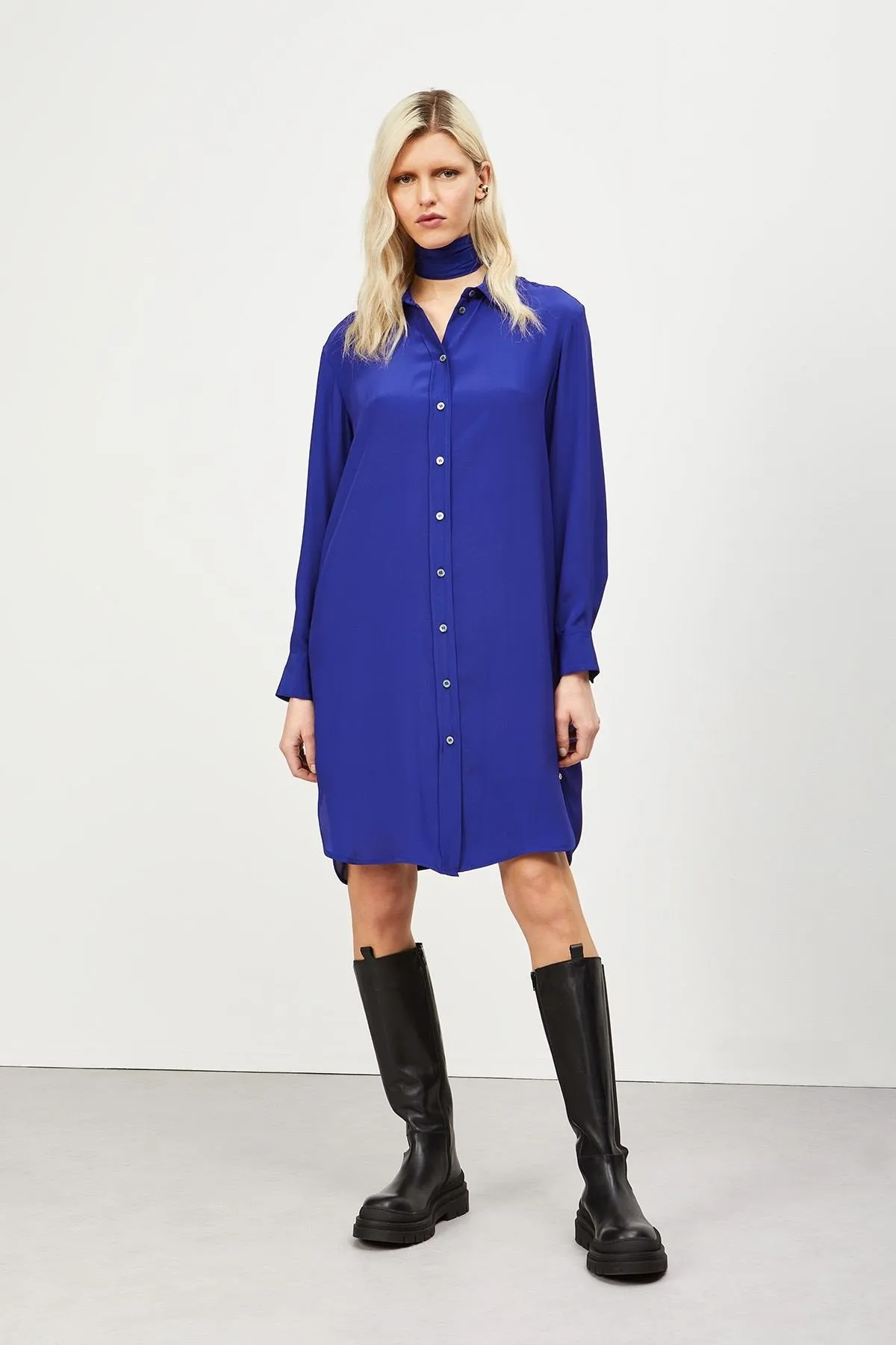 SHIRT DRESS WITH SCARF - PERSIA