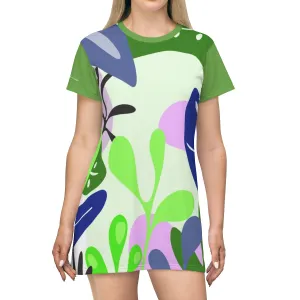 Shirtdress, Green Foliage Motive