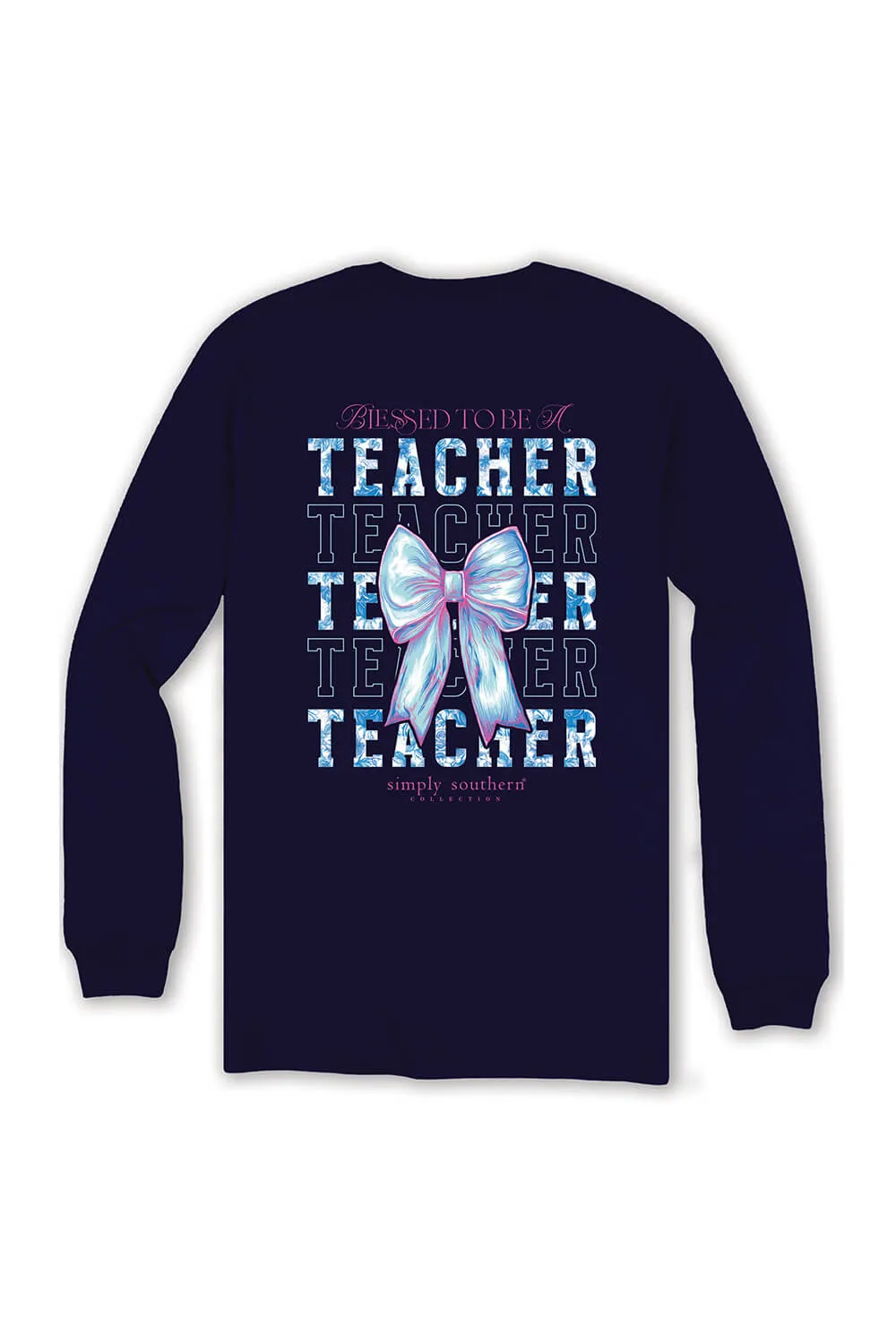 Simply Southern Long Sleeve Blessed Teacher T-Shirt for Women in Eclipse | LS-TEACHER-ECLIPSE