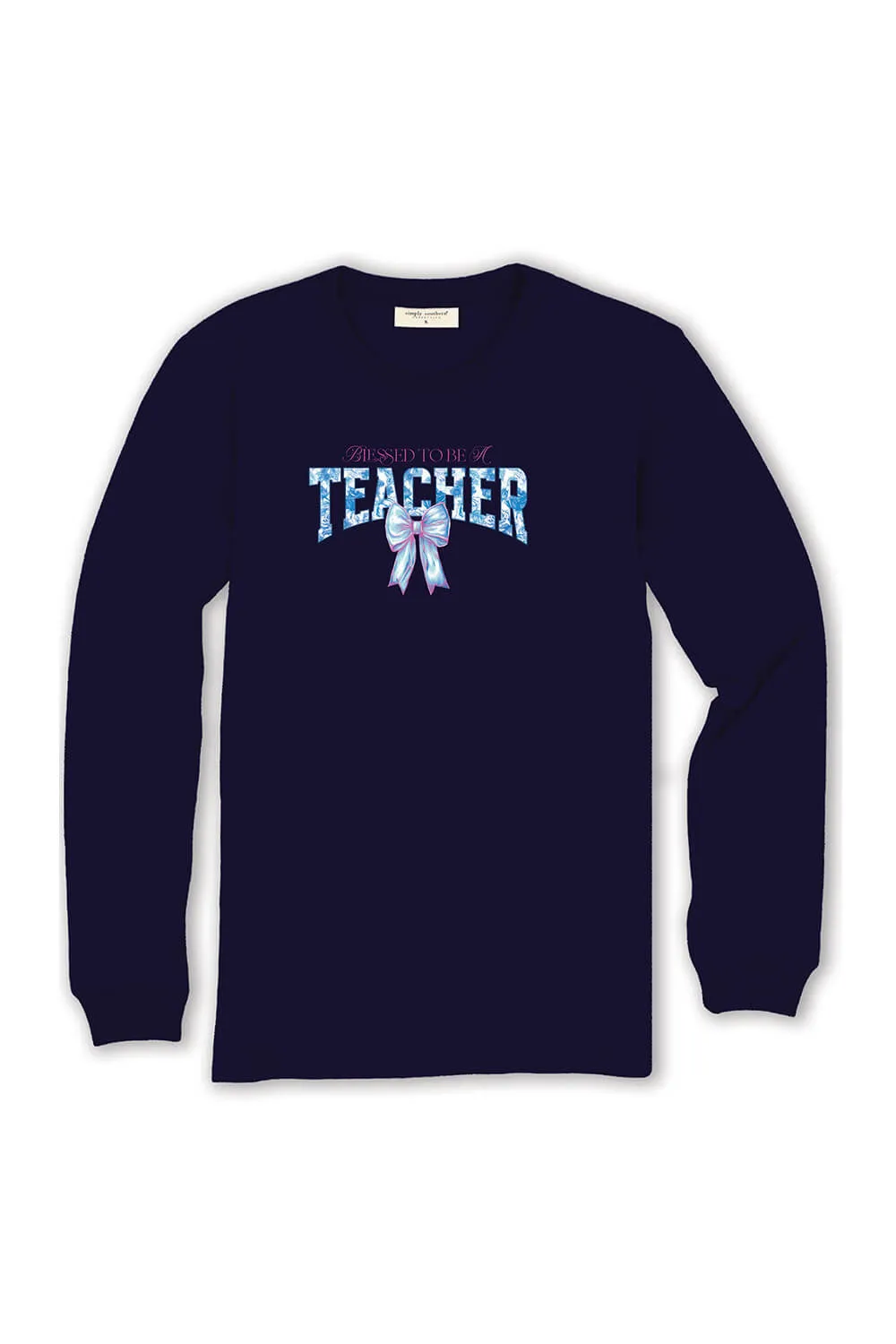 Simply Southern Long Sleeve Blessed Teacher T-Shirt for Women in Eclipse | LS-TEACHER-ECLIPSE
