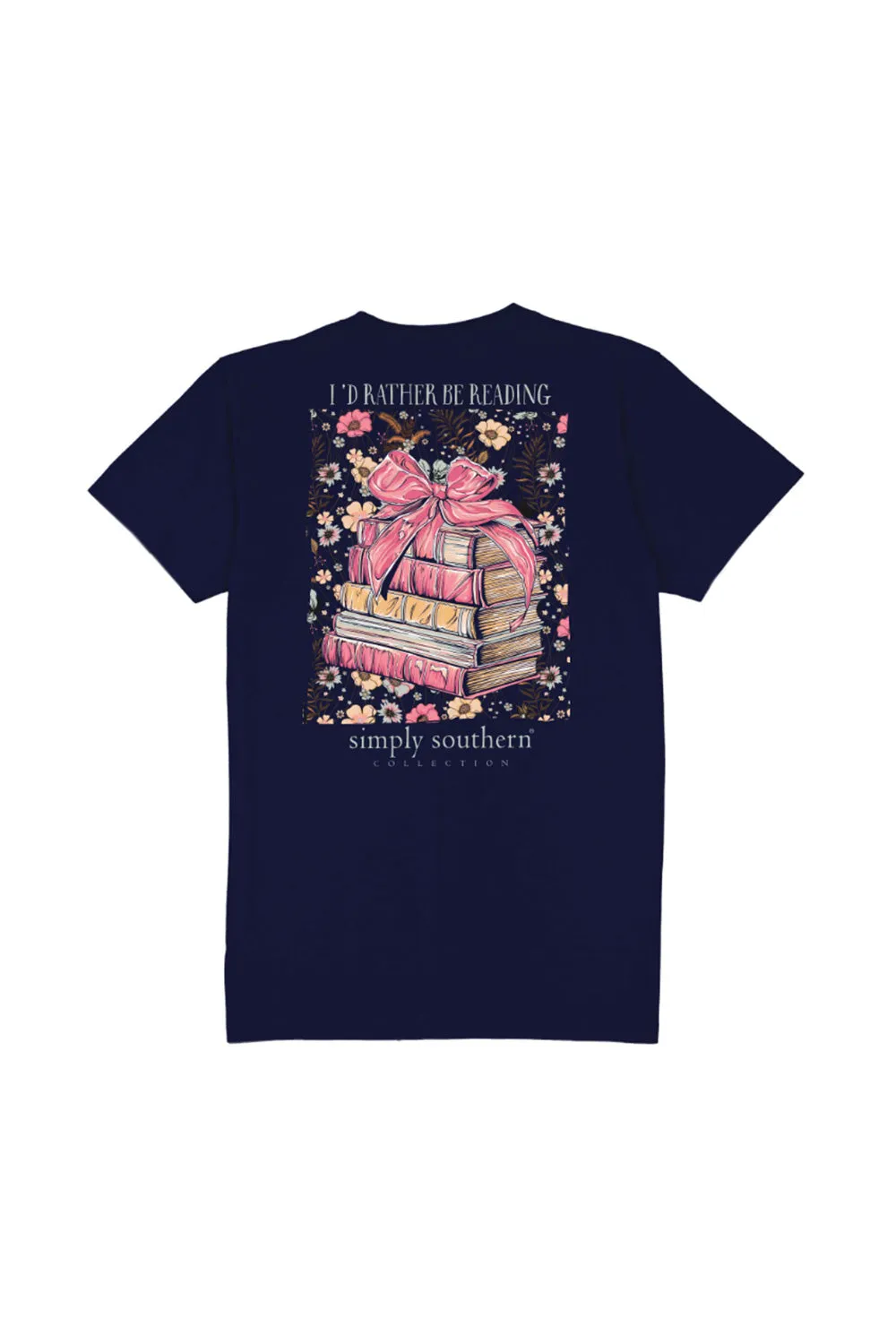 Simply Southern Youth I’d Rather Be Reading T-shirt for Girls in Navy | YTH-SS-READ-NAVY