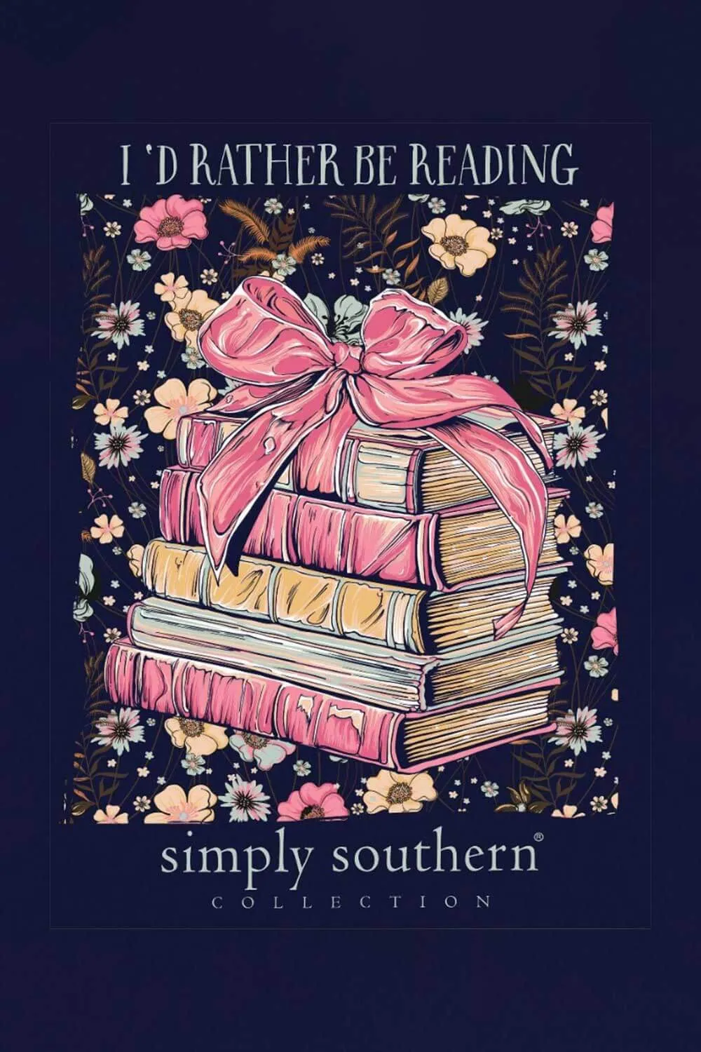Simply Southern Youth I’d Rather Be Reading T-shirt for Girls in Navy | YTH-SS-READ-NAVY