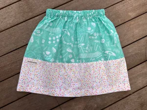 SKIRT - BUSY BEACH in turquoise/white