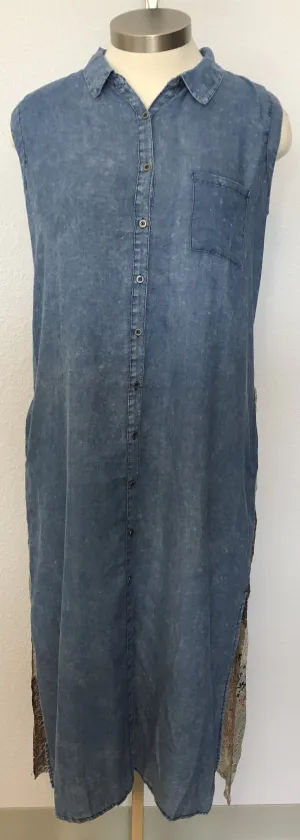 SLEEVELESS DENIM MAXI DRESS