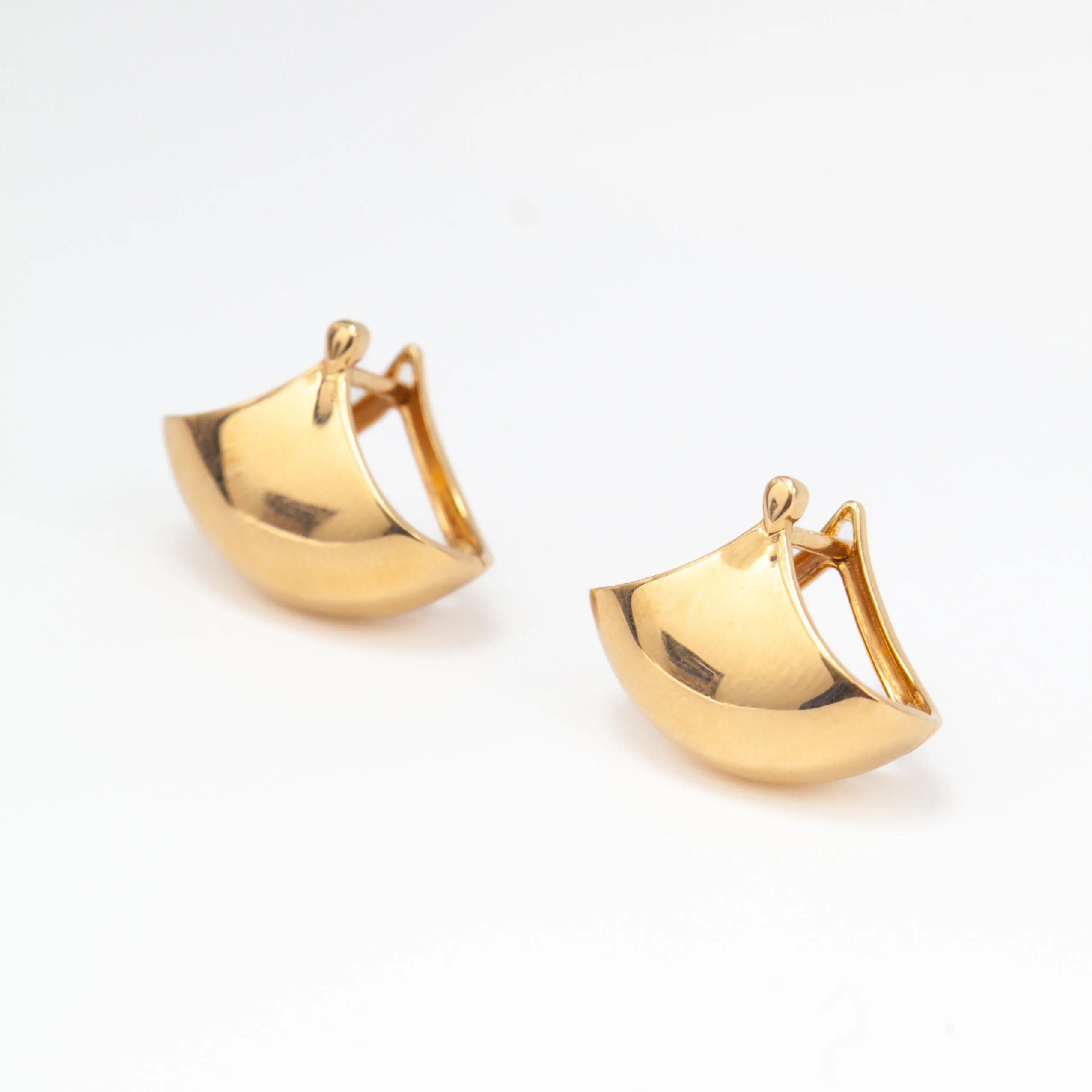 Solid Gold Huggie Fan Earrings