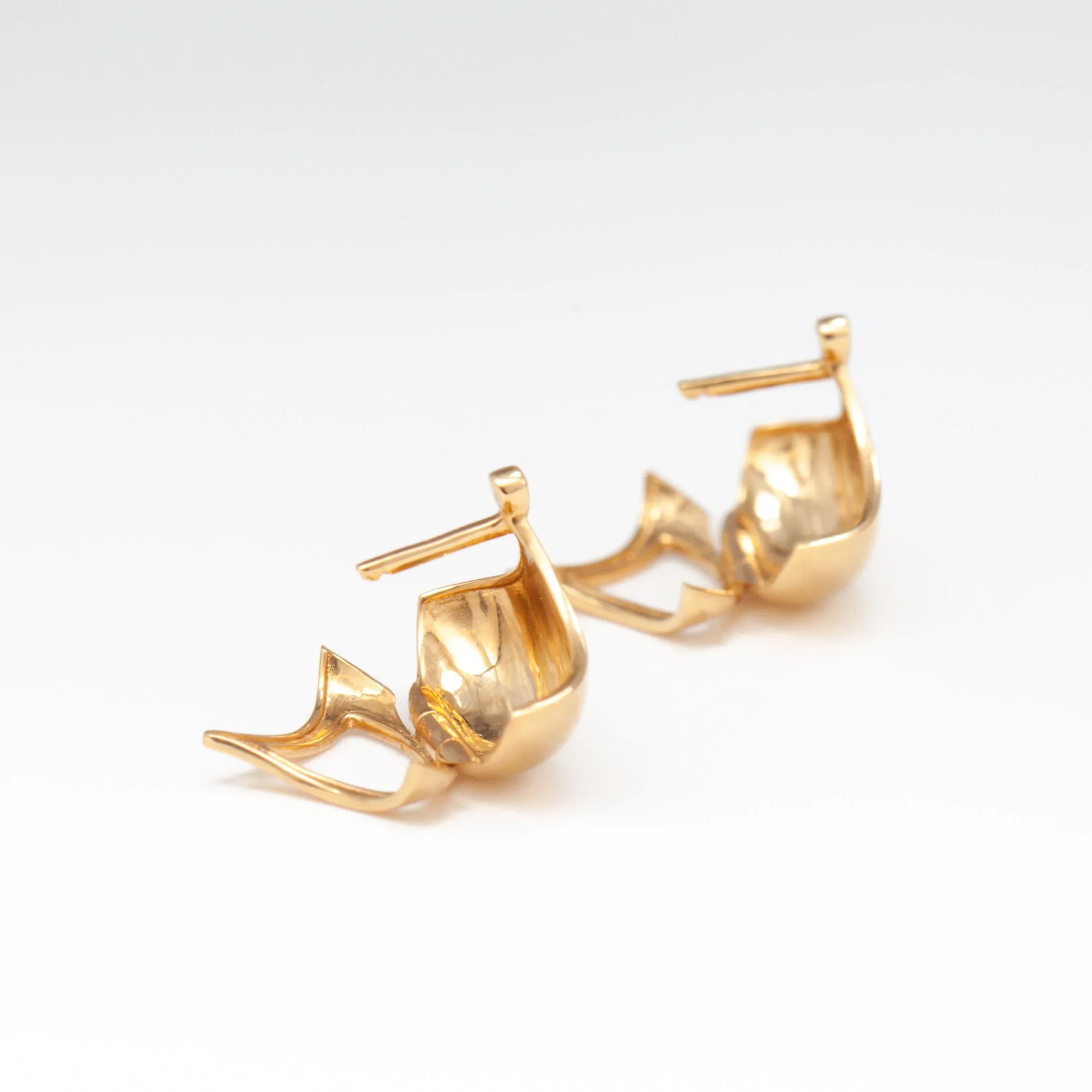 Solid Gold Huggie Fan Earrings
