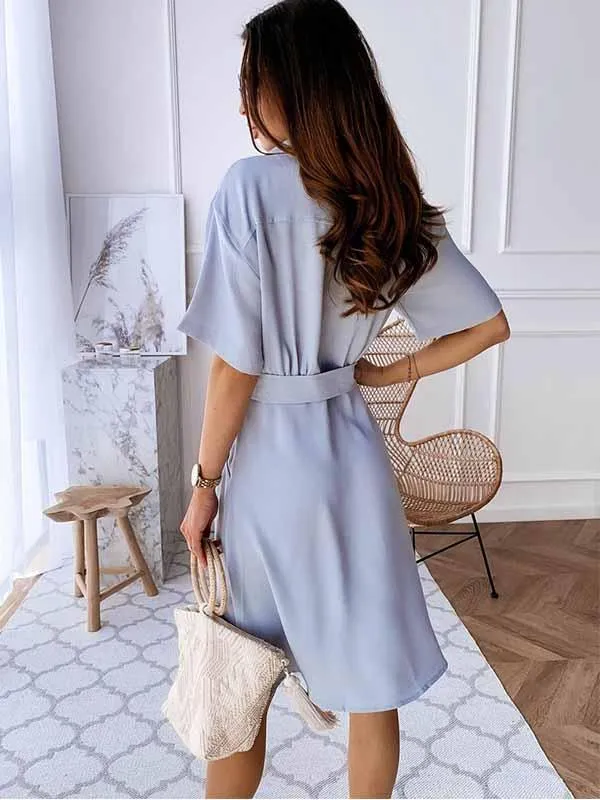 Stunncal V-Neck Button Shirt Dress