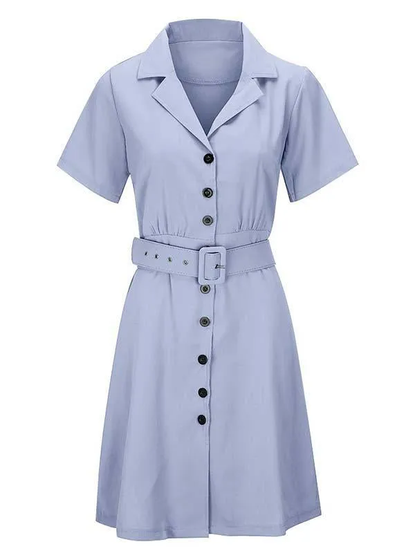 Stunncal V-Neck Button Shirt Dress