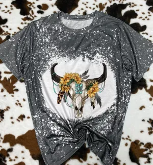 SUNFLOWER BOHO COWSKULL T SHIRT