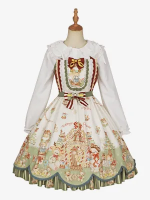 Sweet Lolita Dress Polyester Sleeveless Bows Sweet Christmas Lolita Dress