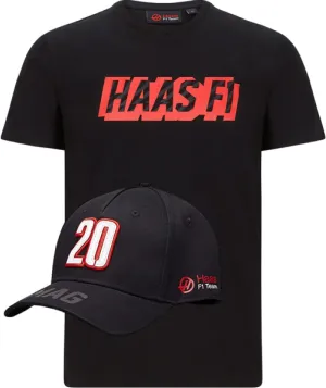 T-SHIRT & CAP Formula One 1 Haas Magnussen F1 Team NEW Graphic Logo Black S