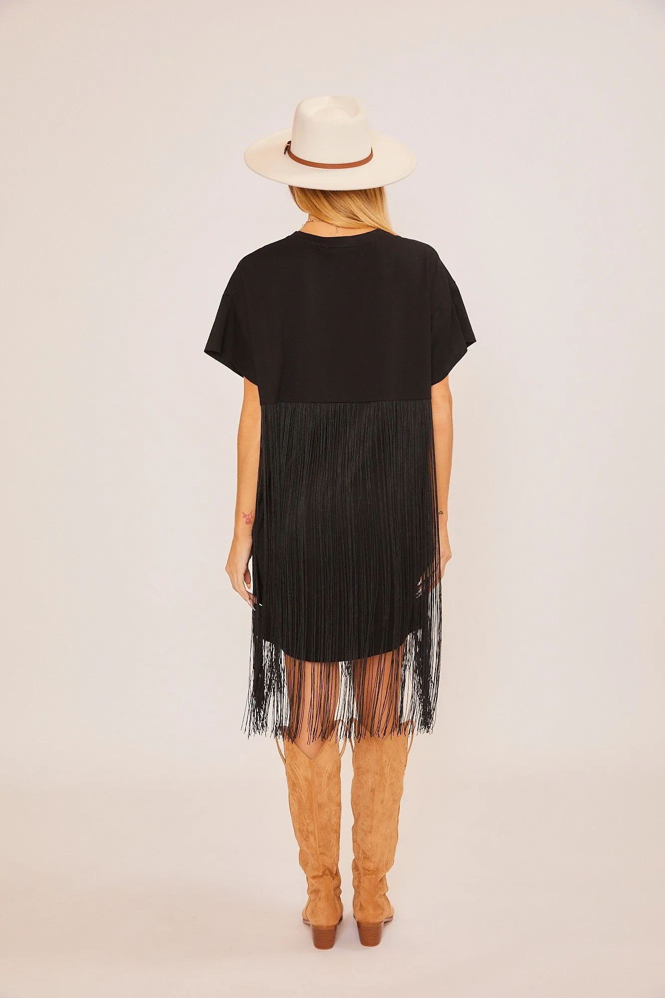 T-SHIRT DRESS WITH TASSEL WAIST DETAIL