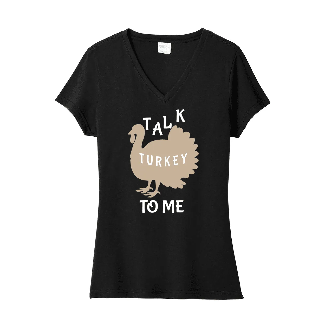 Talk Turkey to Me Ladies Fan  V-Neck Tee
