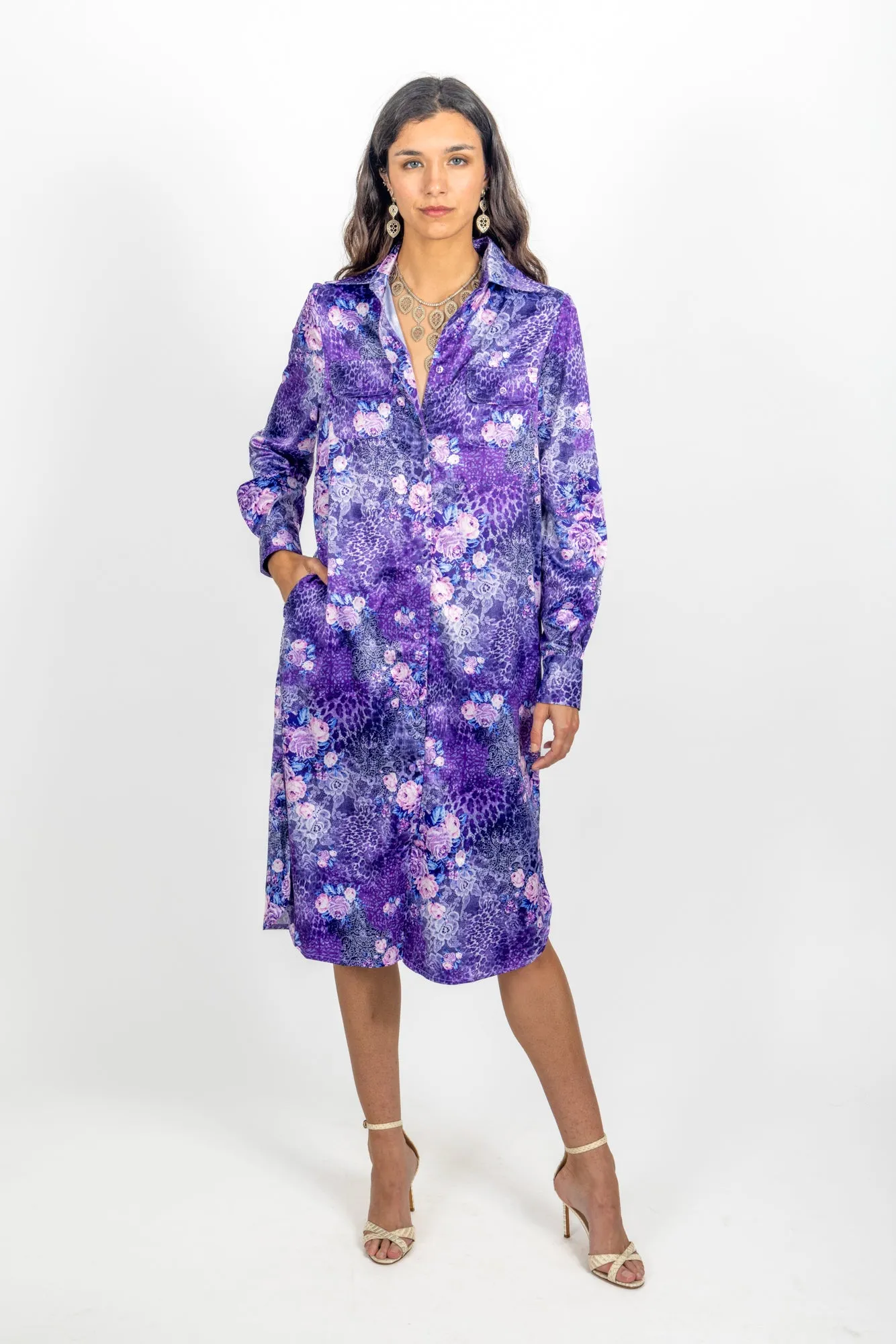The Naples Shirt Dress - Purple Lace
