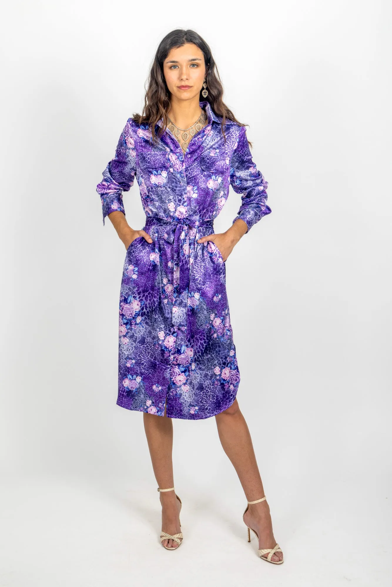 The Naples Shirt Dress - Purple Lace