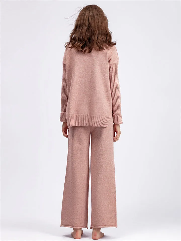 Thermal Autumn High Neck Sweater   Loose Pants