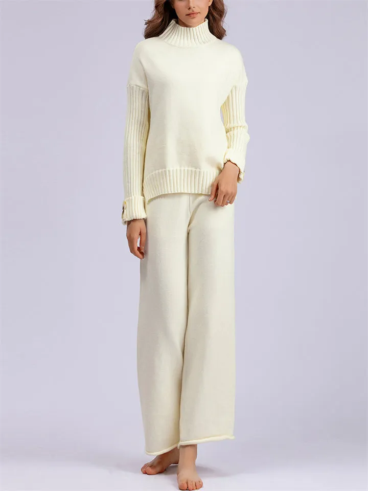 Thermal Autumn High Neck Sweater   Loose Pants