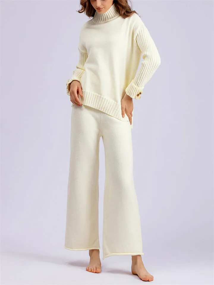 Thermal Autumn High Neck Sweater   Loose Pants