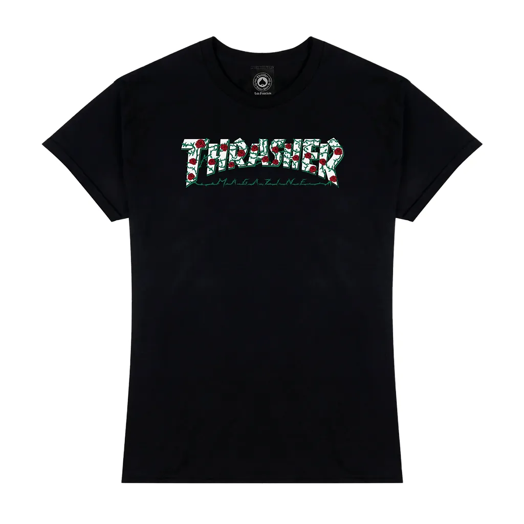 Thrasher Roses Girls T-Shirt Black