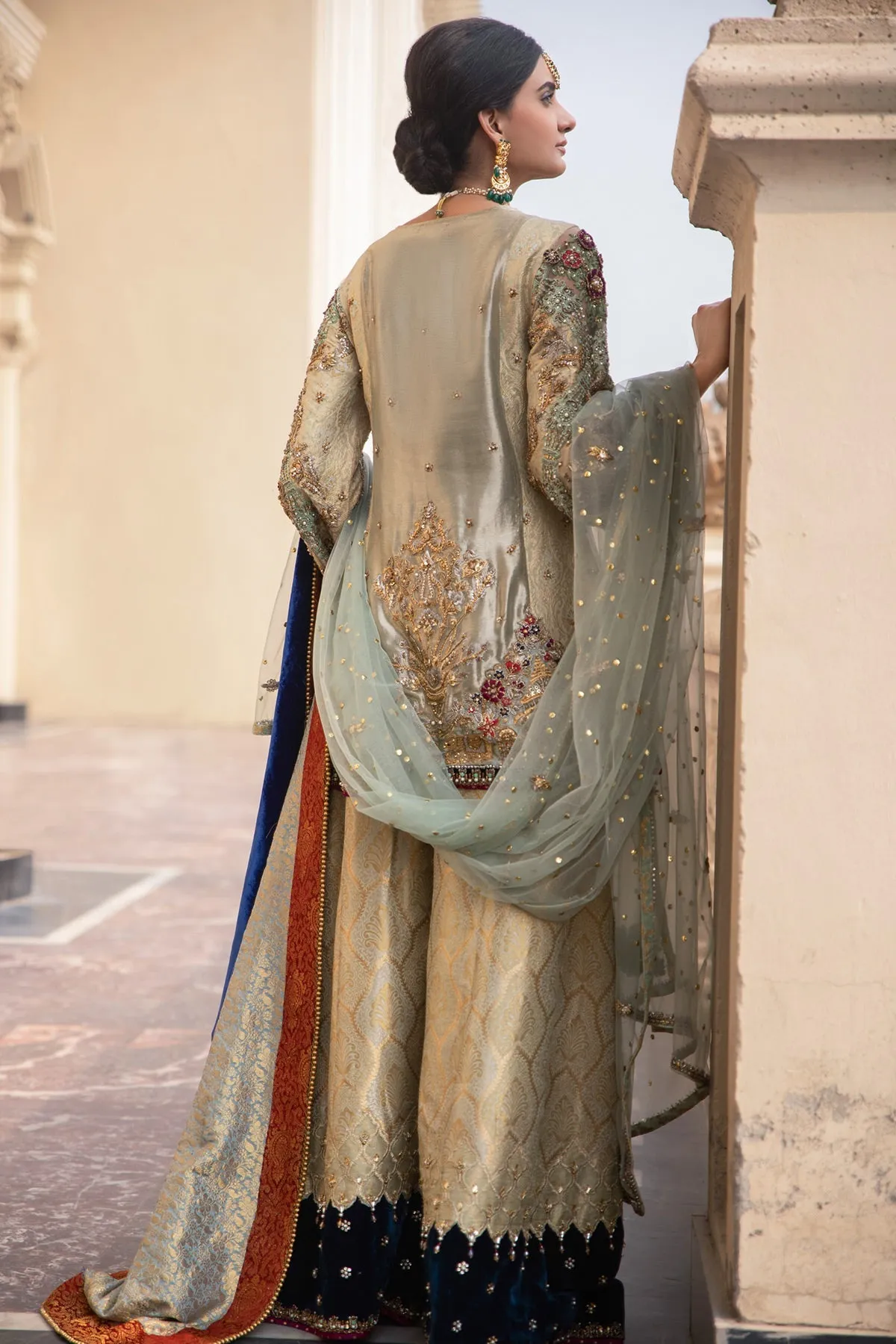Tissue Jamawar Sharara Kameez Pakistani Wedding Dresses