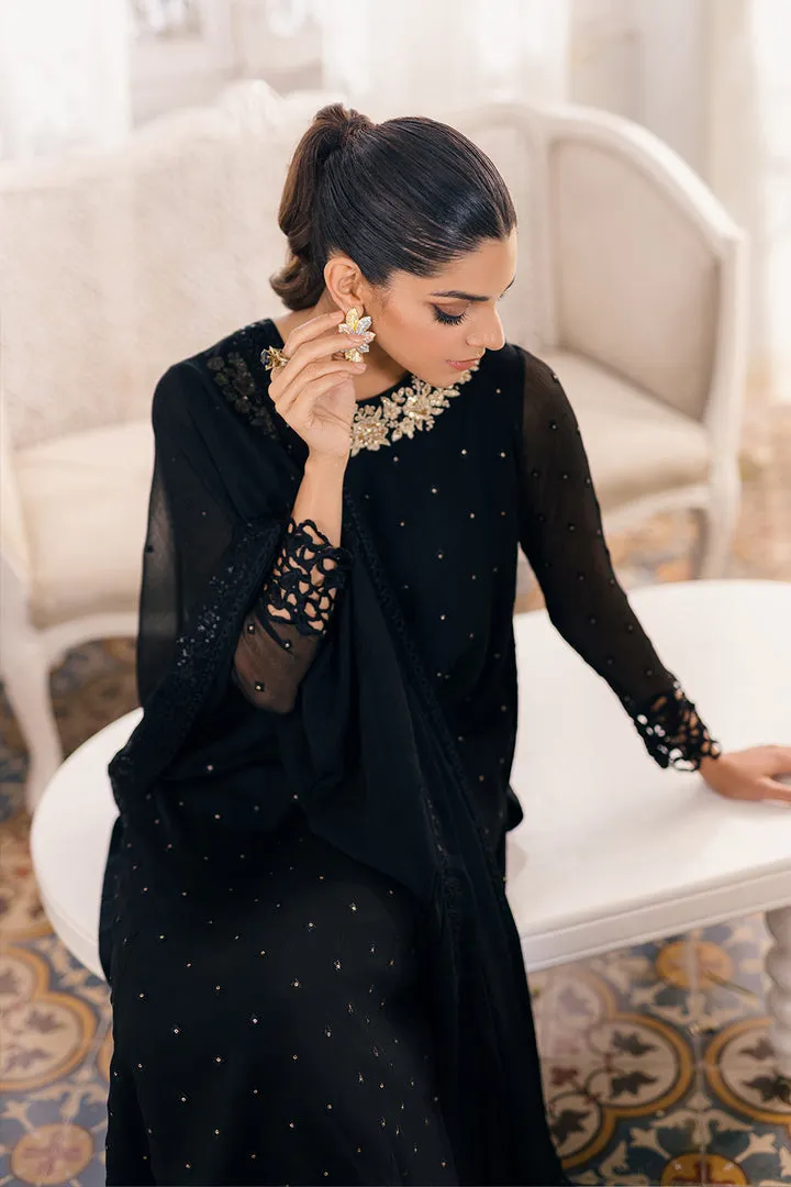 Traditional Black Chiffon Embroidered Pakistani Salwar Kameez Suit