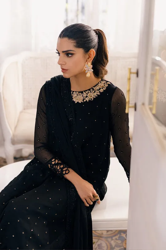 Traditional Black Chiffon Embroidered Pakistani Salwar Kameez Suit
