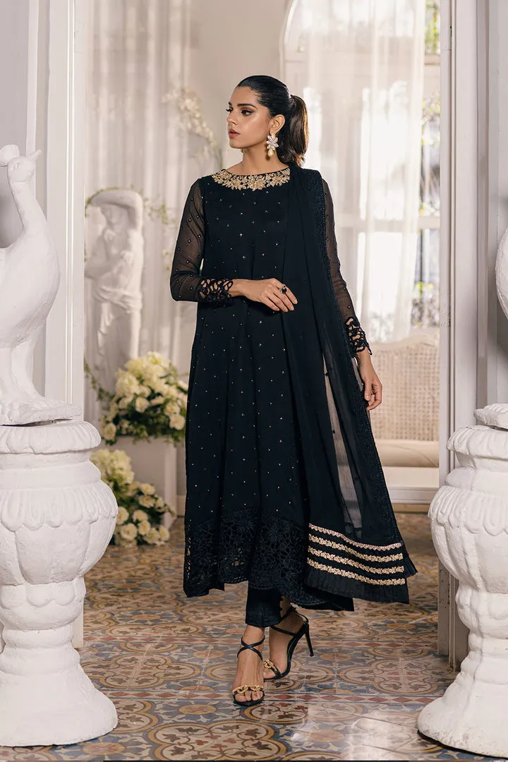 Traditional Black Chiffon Embroidered Pakistani Salwar Kameez Suit