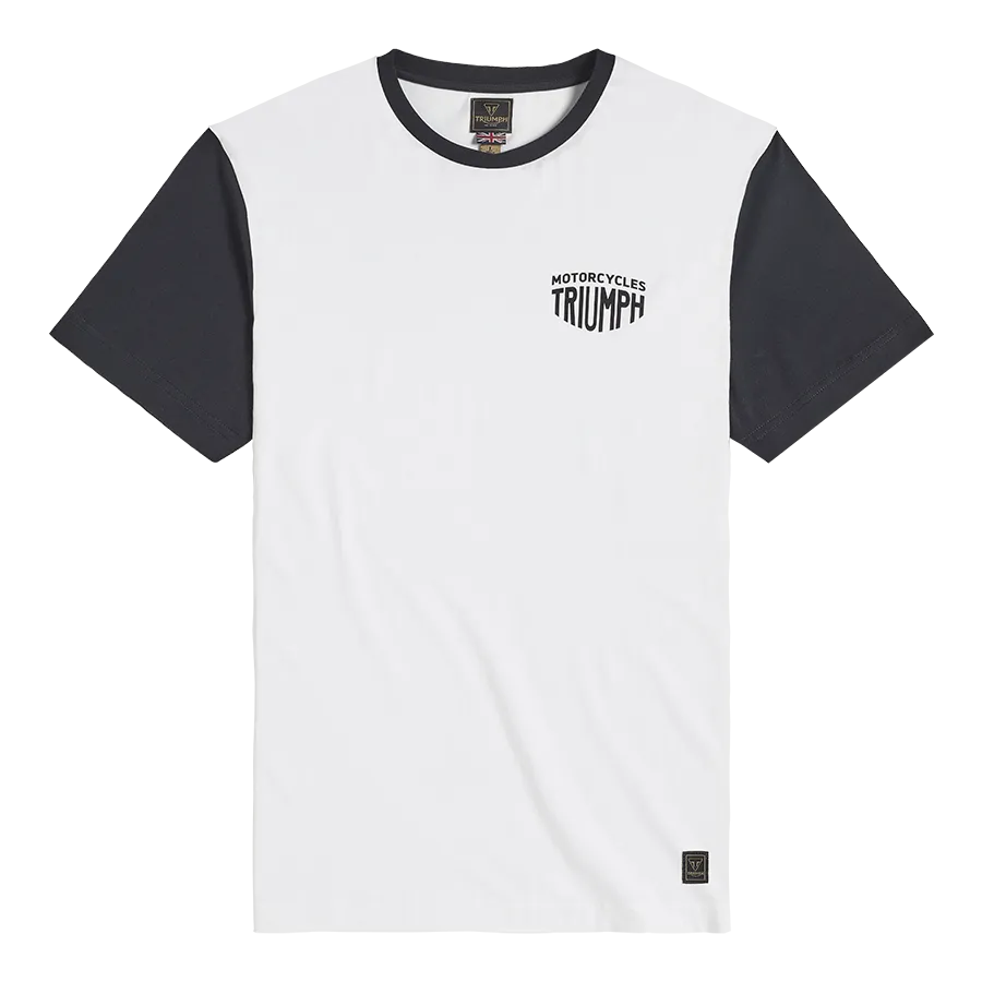 Triumph Fenland Contrast Sleeve Tee in White and Black