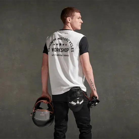 Triumph Fenland Contrast Sleeve Tee in White and Black