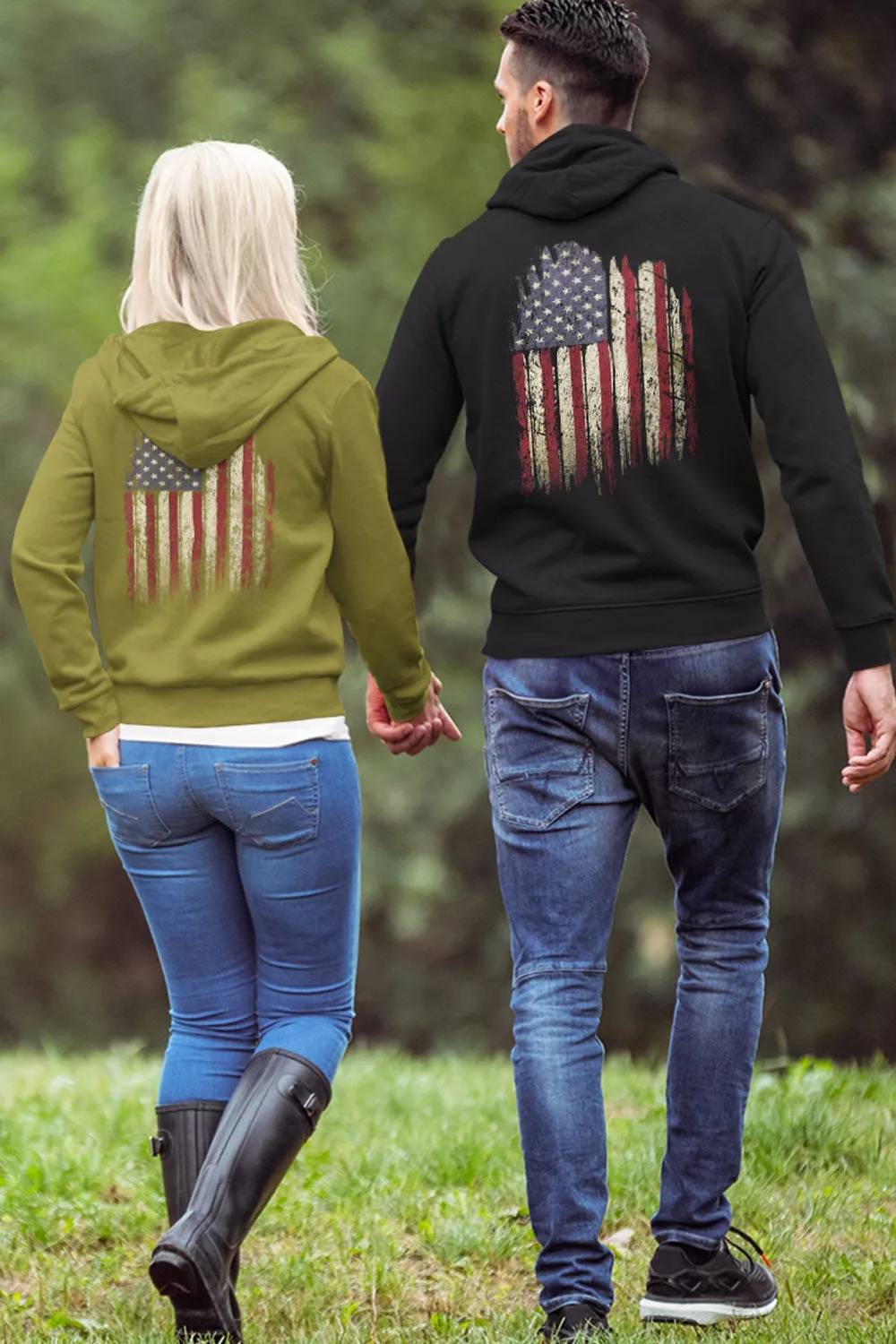 Unisex Organic Hooded Pullover Sweatshirt - Old Glory (Made in the USA)