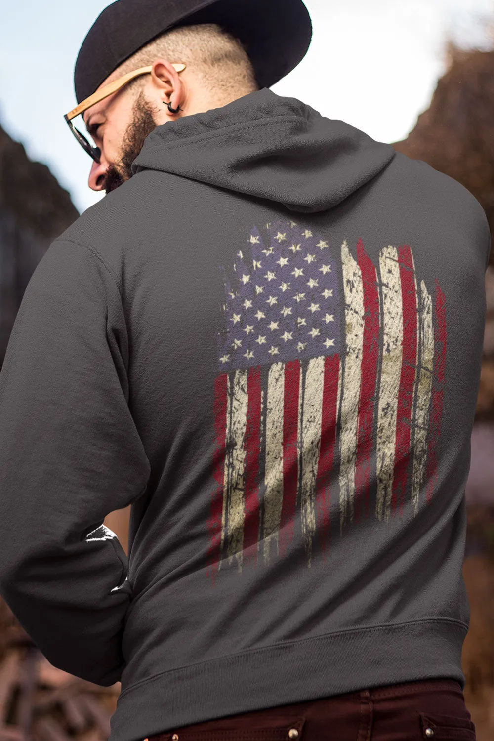 Unisex Organic Hooded Pullover Sweatshirt - Old Glory (Made in the USA)