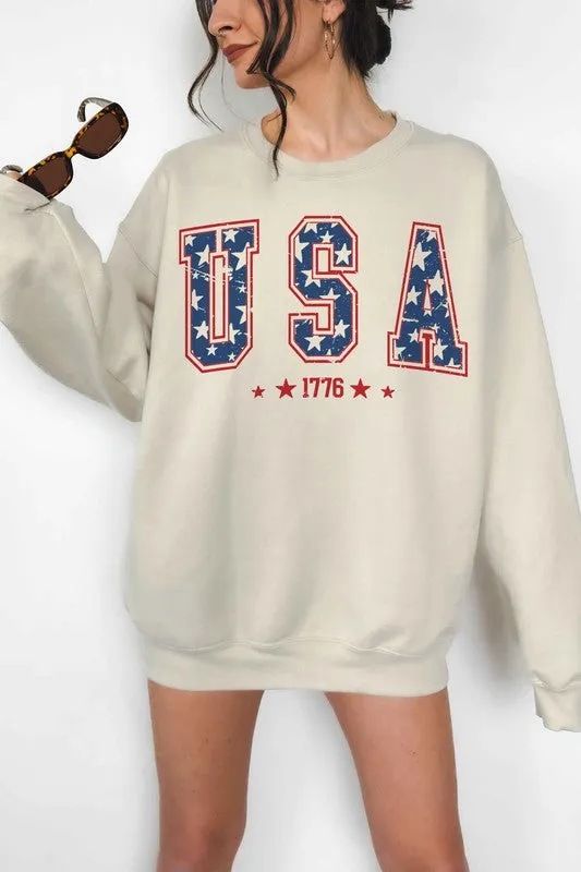 USA 1776 AMERICANA PATRIOTIC OVERSIZED SWEATSHIRT