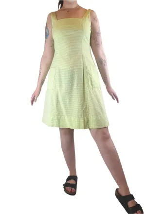 Vintage Allen Gar lime green and white striped sleeveless dress size 14 (best fits 12)