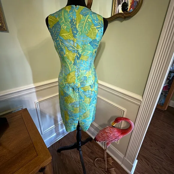 VINTAGE KASPER A.S.L. Petite SILK 2 PC SKIRT AND TOP SET TROPICAL DESIGN SIZE 2