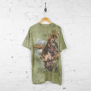 Vintage Reindeer Tie Dye T-shirt - Green - L