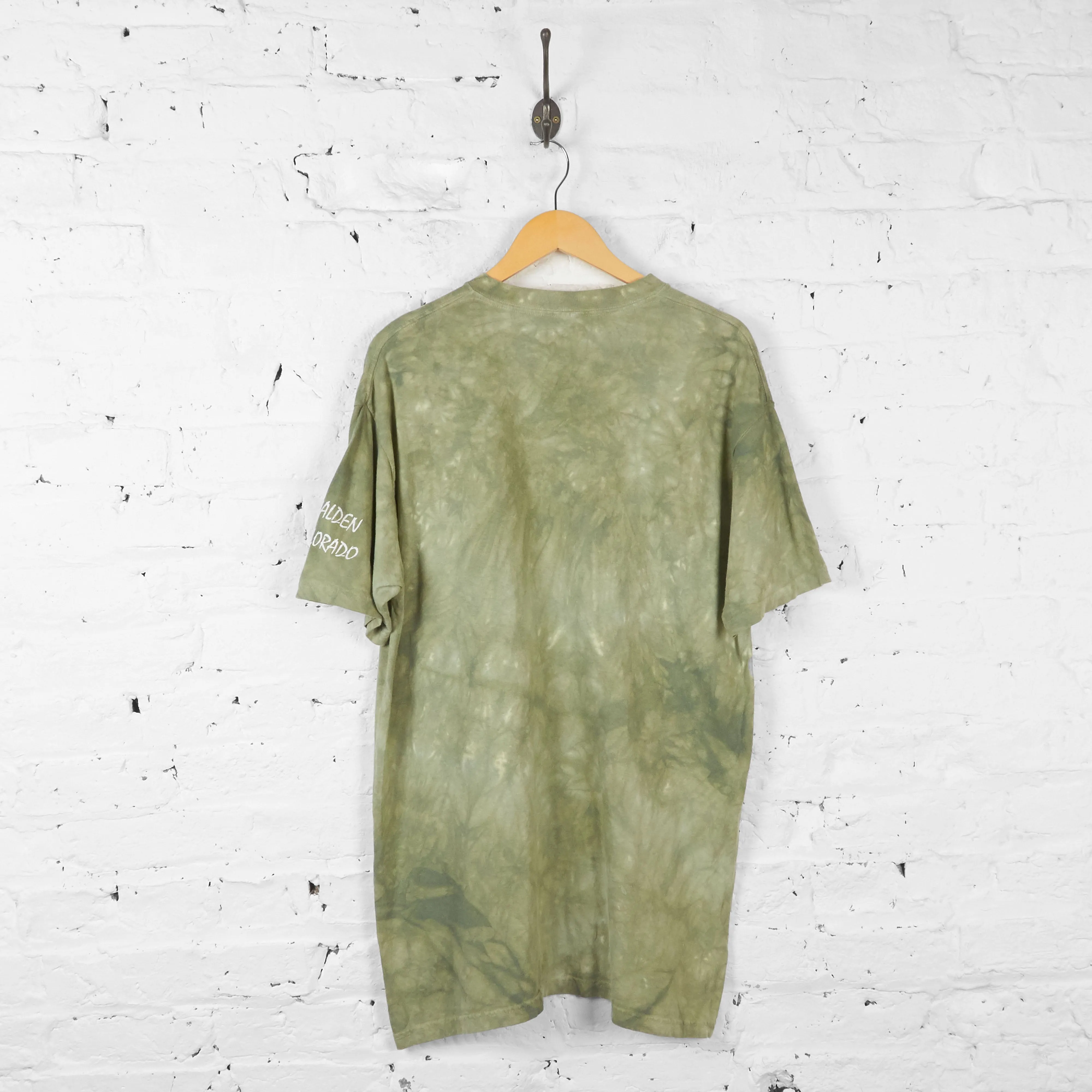 Vintage Reindeer Tie Dye T-shirt - Green - L