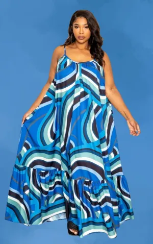 Wavey Blue Maxi Dress