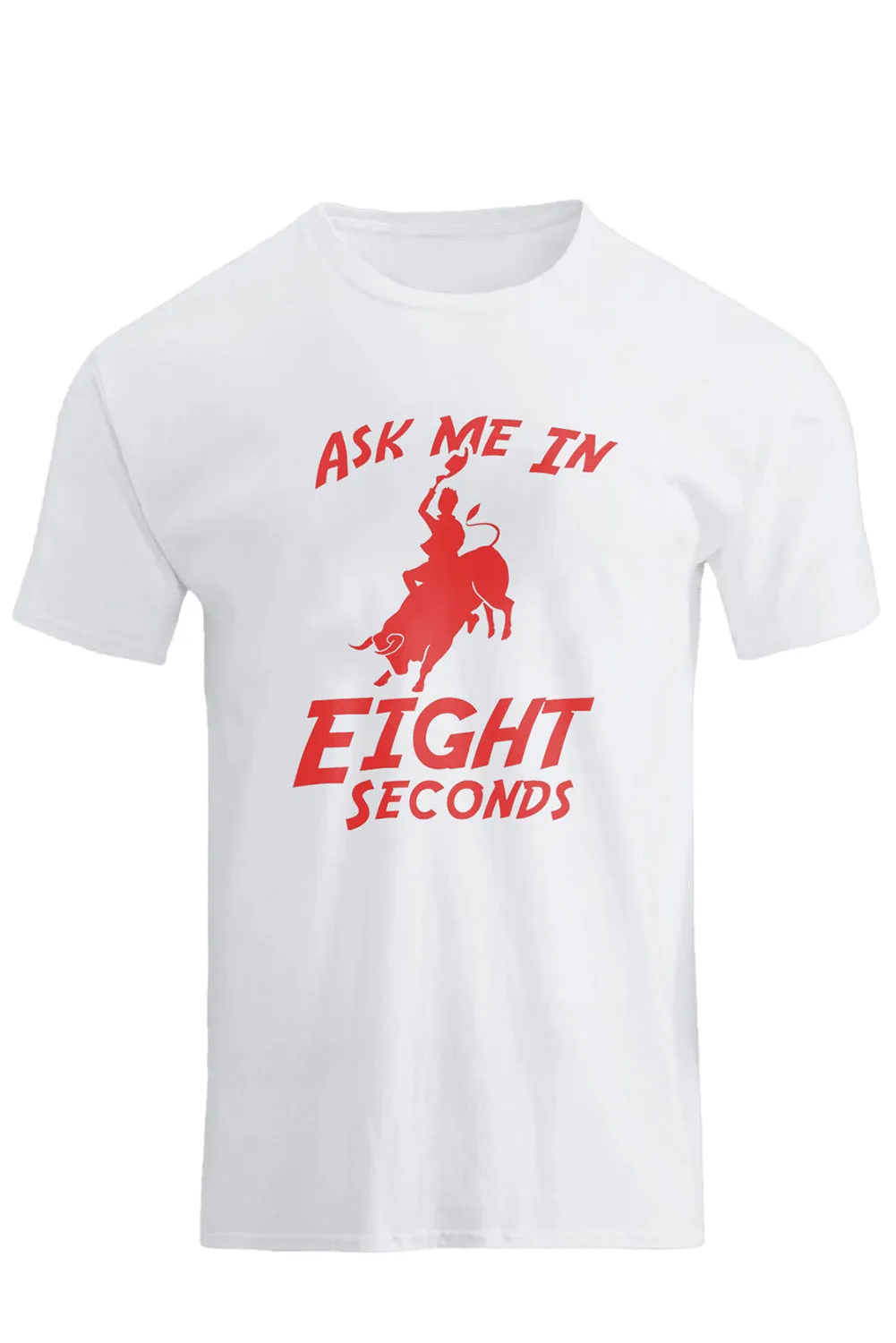 White Ask Me In Eight Second Cowboy Graphic Print Men's T Shirt