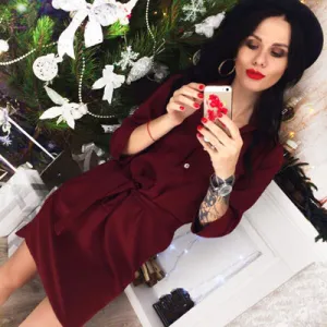Women Belt Shirt Dresses