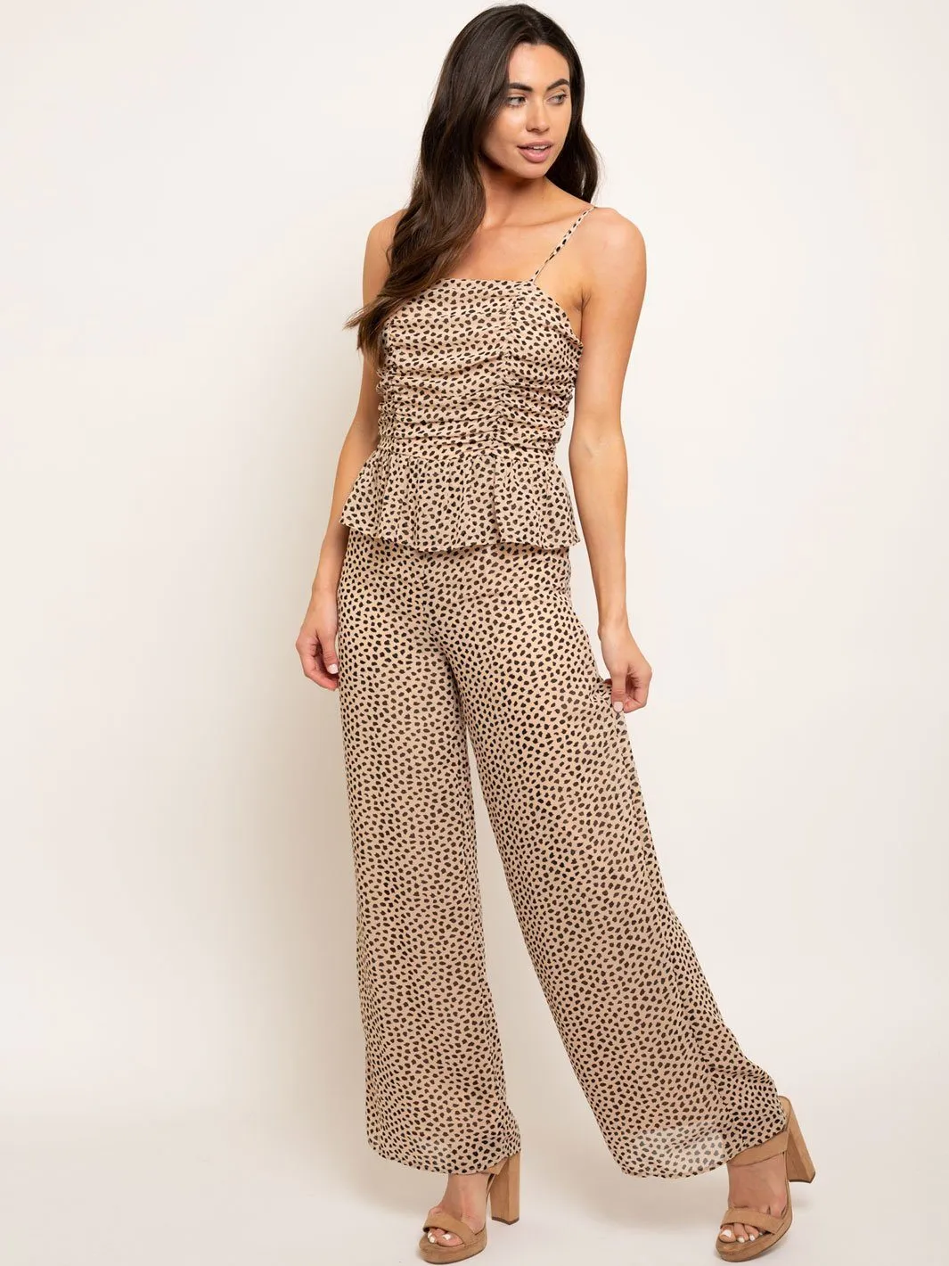 WOMEN'S ANIMAL PRINT FRONT DETAIL JUMPSUIT